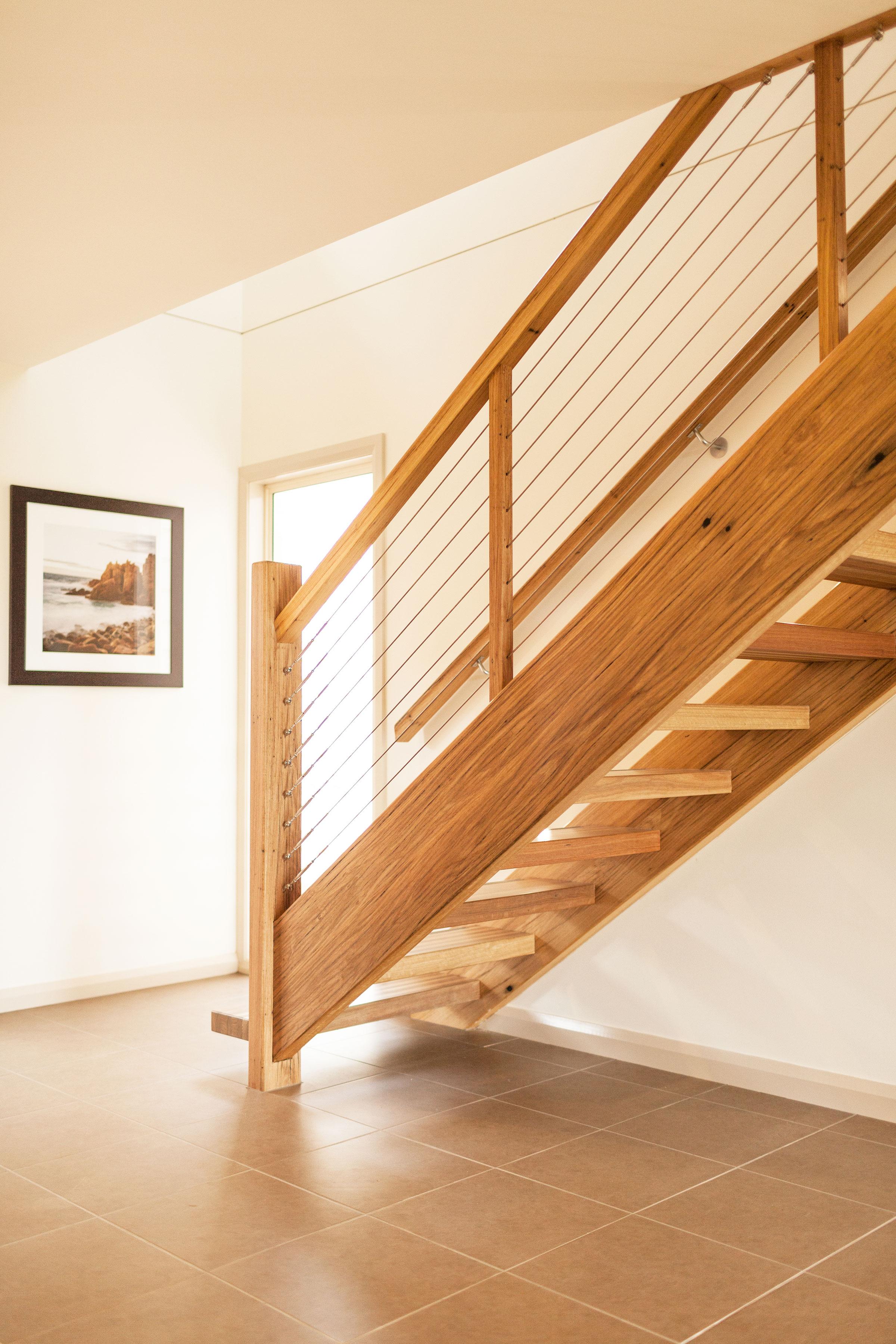 Recycled timber stringer with spotted gum treads Just Stairs
